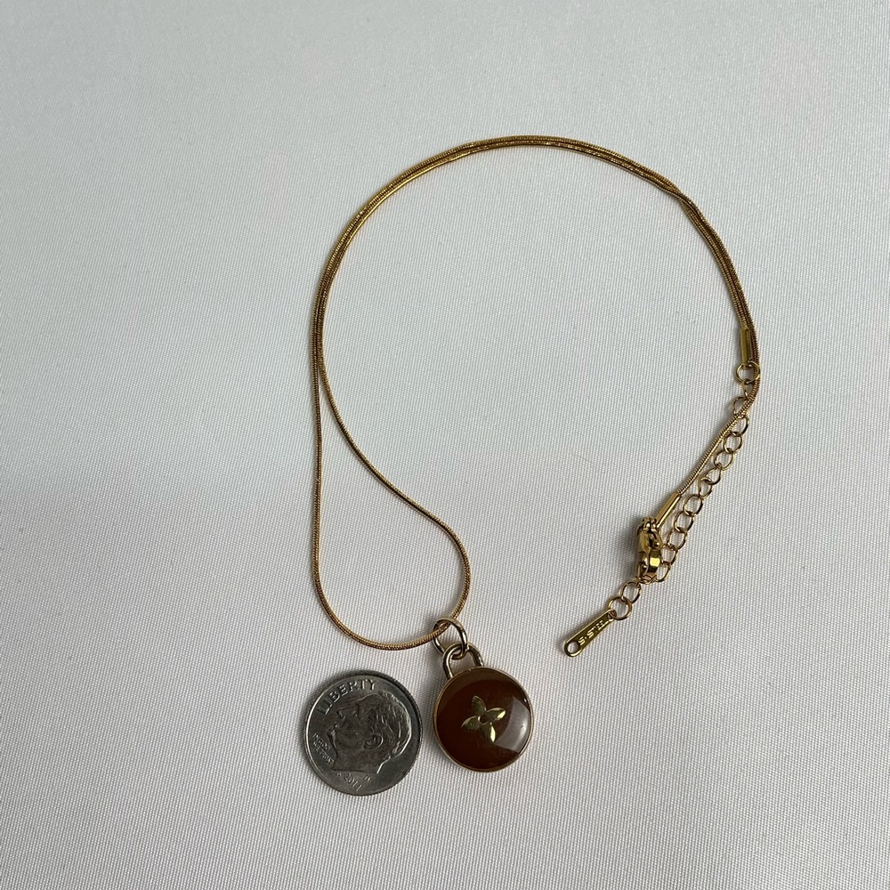 Louis Vuitton Coffee Brown LV Charm Gold Necklace - Picture 5 of 7